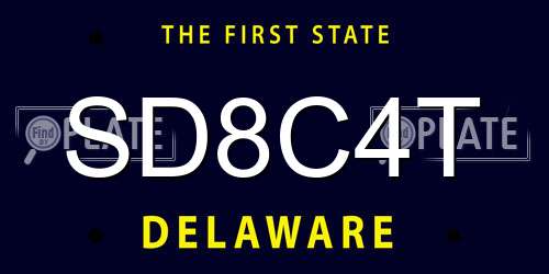 SD8C4T Delaware License Plate