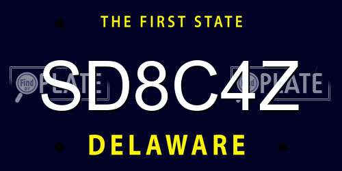 SD8C4Z Delaware License Plate