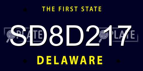 SD8D217 Delaware License Plate