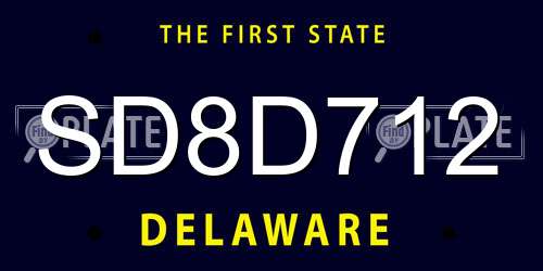 SD8D712 Delaware License Plate