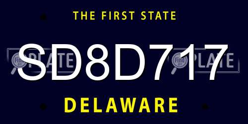 SD8D717 Delaware License Plate
