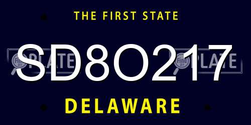 SD8O217 Delaware License Plate