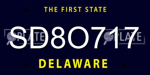 SD8O717 Delaware License Plate