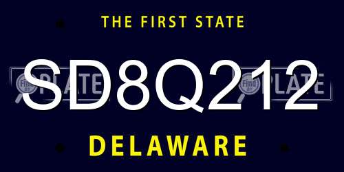 SD8Q212 Delaware License Plate