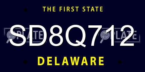 SD8Q712 Delaware License Plate