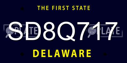 SD8Q717 Delaware License Plate