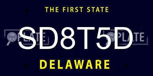 SD8T5D Delaware License Plate
