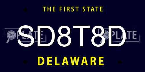 SD8T8D Delaware License Plate