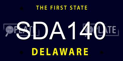 SDA140 Delaware License Plate