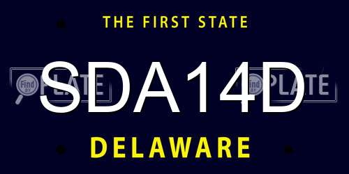 SDA14D Delaware License Plate