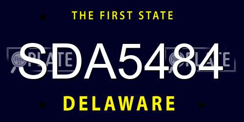SDA5484 Delaware License Plate