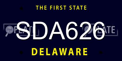 SDA626 Delaware License Plate