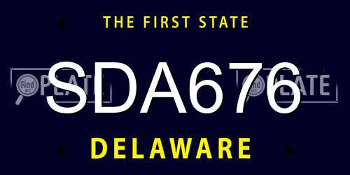 SDA676 Delaware License Plate