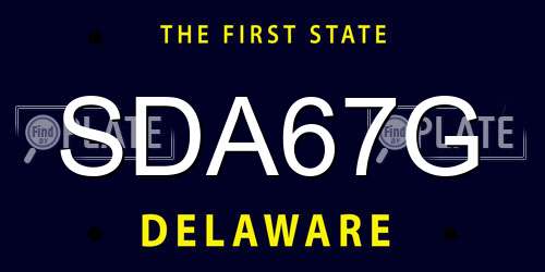 SDA67G Delaware License Plate