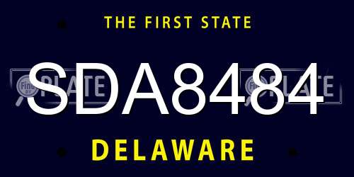 SDA8484 Delaware License Plate
