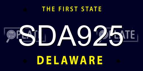 SDA925 Delaware License Plate