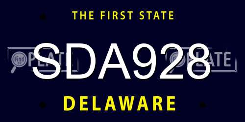 SDA928 Delaware License Plate