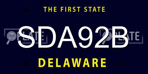 SDA92B Delaware License Plate