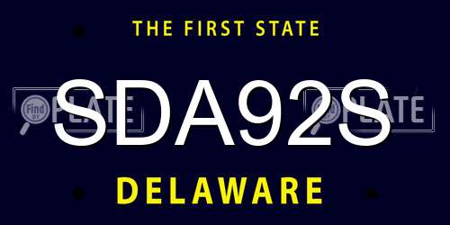 SDA92S Delaware License Plate