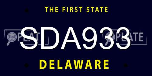 SDA933 Delaware License Plate
