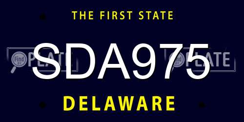 SDA975 Delaware License Plate
