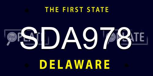 SDA978 Delaware License Plate