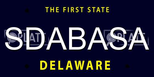 SDABASA Delaware License Plate