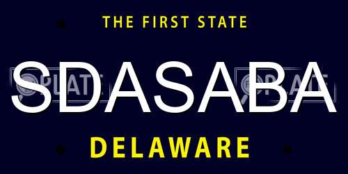 SDASABA Delaware License Plate