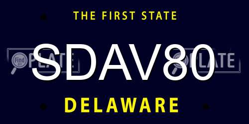 SDAV80 Delaware License Plate