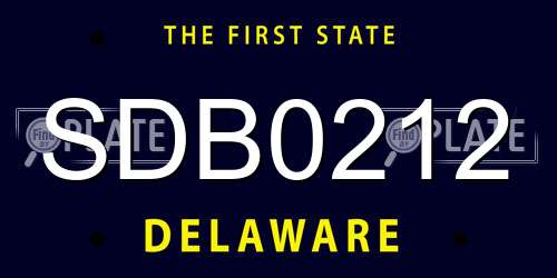 SDB0212 Delaware License Plate