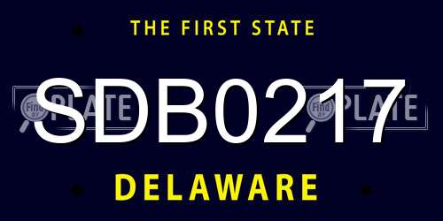 SDB0217 Delaware License Plate
