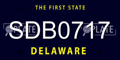 SDB0717 Delaware License Plate