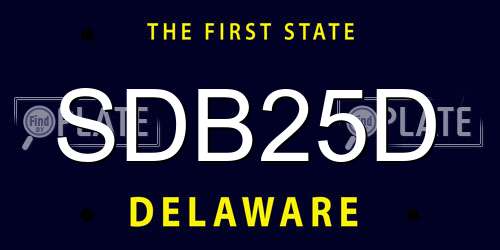 SDB25D Delaware License Plate