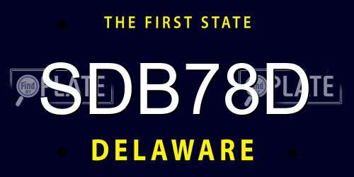 SDB78D Delaware License Plate