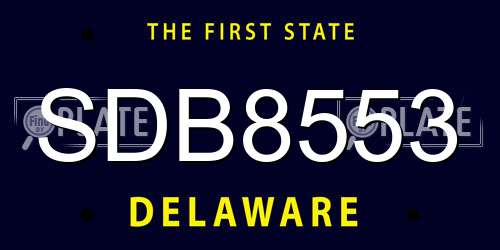 SDB8553 Delaware License Plate