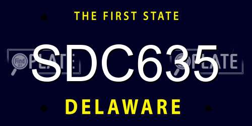 SDC635 Delaware License Plate
