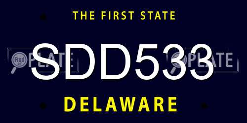 SDD533 Delaware License Plate