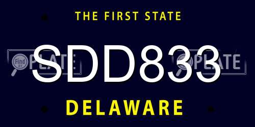 SDD833 Delaware License Plate