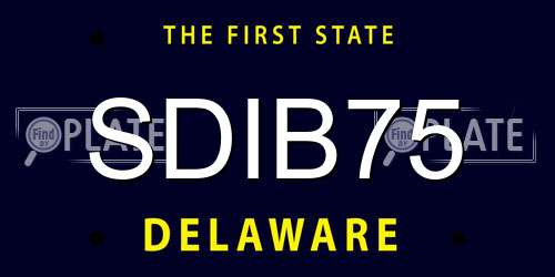 SDIB75 Delaware License Plate