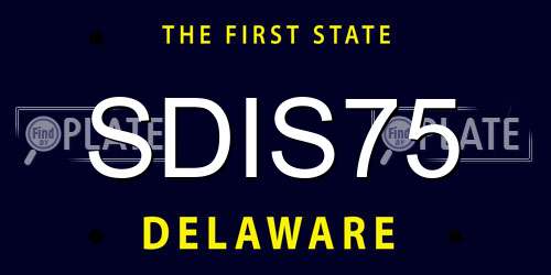 SDIS75 Delaware License Plate