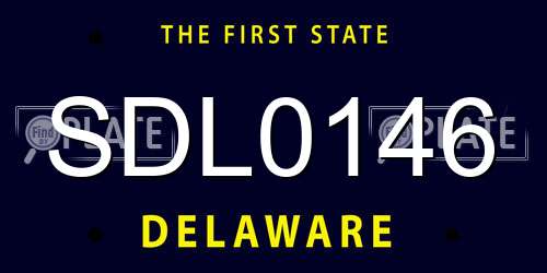 SDL0146 Delaware License Plate