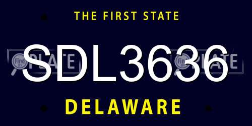SDL3636 Delaware License Plate