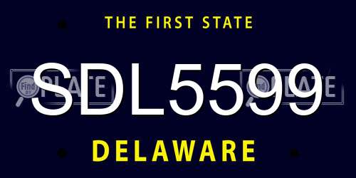 SDL5599 Delaware License Plate