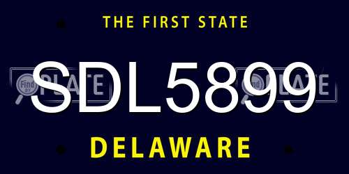 SDL5899 Delaware License Plate