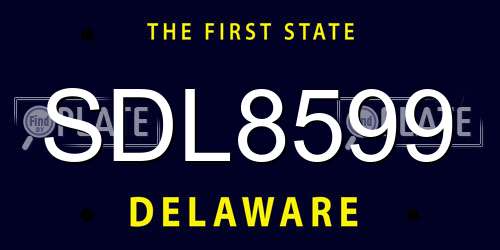 SDL8599 Delaware License Plate