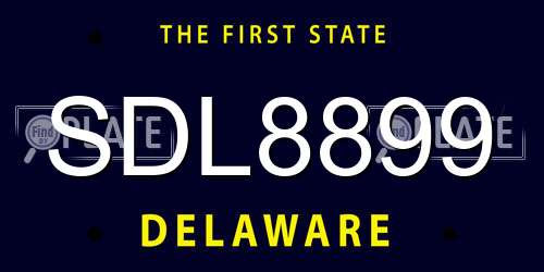 SDL8899 Delaware License Plate