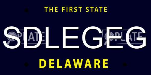 SDLEGEG Delaware License Plate
