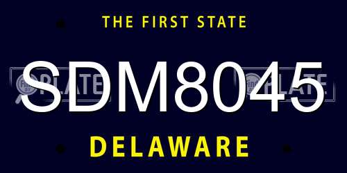 SDM8045 Delaware License Plate