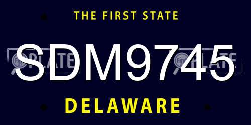 SDM9745 Delaware License Plate
