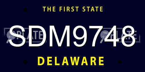 SDM9748 Delaware License Plate